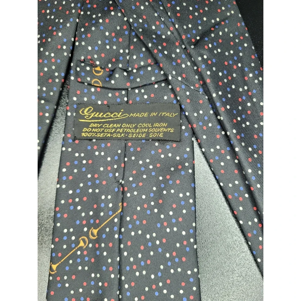 Gucci Men's Necktie Black Polka Dot Silk 3.5